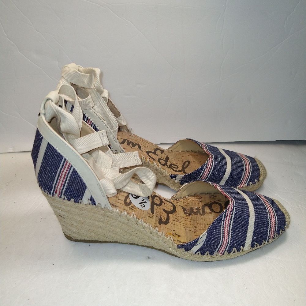 Sam Edelman Patsy Ankle Tie Espadrille Wedge Sandals Women's sz 9.5M